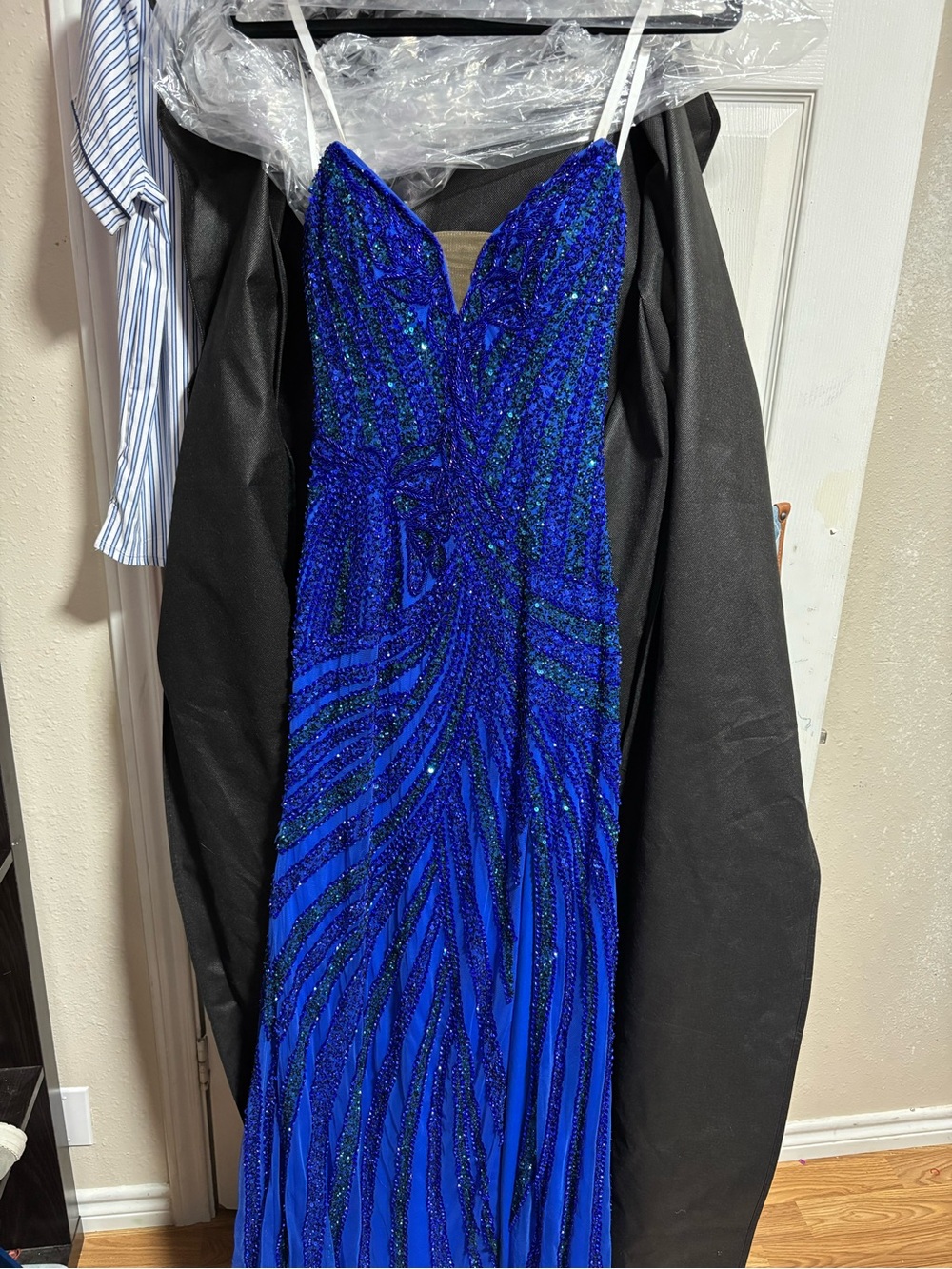 Royal Blue and teal Sequin prom dress